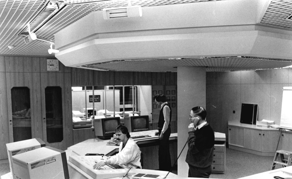 Probelauf der neuen Netzleitstelle, 1986 Probelauf der neuen Netzleitstelle, 1986