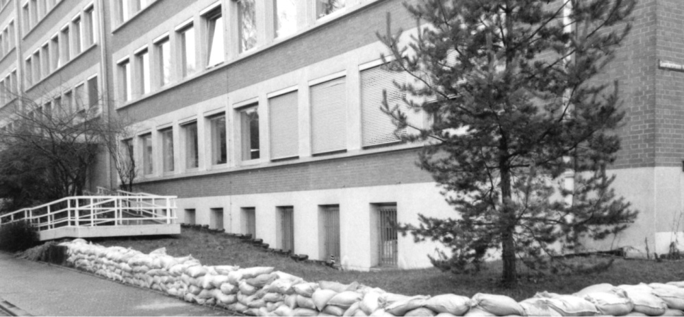 Hochwasser bei den Stadtwerken, im Dezember 1993 Hochwasser bei den Stadtwerken, im Dezember 1993